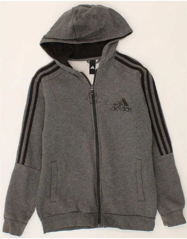 ADIDAS Mens Zip Hoodie Sweater Small Grey